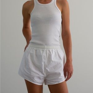 The French Shorts | Vintage Waist White Elastic Cotton Shorts